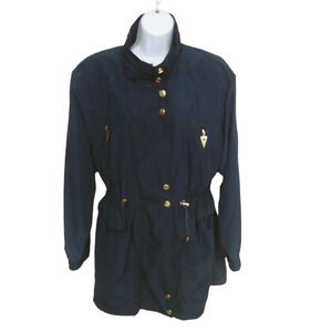 Apropos Retro Wind Resistant Lightweight  Coat Padded Shoulders Gold Metal XS